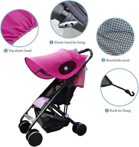 Ibluelover عربة Sun Sun Shield Shield Anti-Uv Childers Canopy Summer Pram Sunshade Therming Bustable Buggy Buggy Rain Cover مع حزام قابل للتعديل لإكسسوارات مقعد السيارة in Saudi Arabia