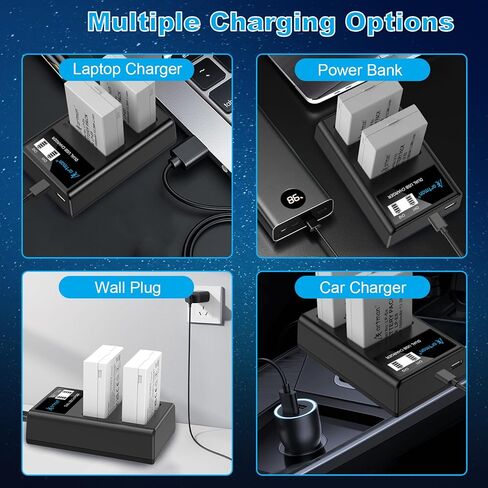 Artman 3-Pack LP-E8 Batteries 1800mAh and 3-Slot LCD Charger Pack for Canon EOS Rebel T2i T3i T4i T5i, EOS Kiss X4 X5 X6 X7i, EOS 550D 600D 650D 700D, LC-E8E Digital Cameras in Kuwait