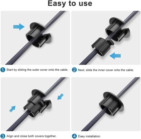 حلقة كبل جلبة ثقب الحائط للأثاث لكابل Starlink Ethernet، يغطي فتحات المكتب مقاس 3/4 بوصة، منظم سلك إدارة الكابلات العالمي، مجموعات غطاء الفتحات، 10 عبوات (أبيض) in Kuwait