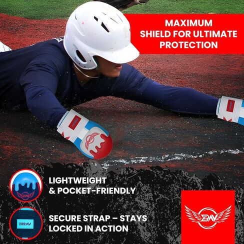 Sliding Mitt Youth, Baseball Softball Sliding Gloves for Youth Adult, Neoprene Baseball Sliding mitt, Hand Wrist Protective Baseball Hand Guard Elastic Compression Strap (Blue&Red) in Saudi Arabia