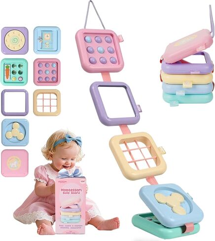 لوحة مزدحمة لعمر واحد ، ألعاب Montessori لمدة عام واحد ، هدايا عيد ميلاد بوي ، 8 في 1 ، ألعاب حسية للسفر للأطفال الصغار 1-3 مهارات حركية رائعة تعلم لعبة الطفل 12-18 شهرًا ، in Kuwait