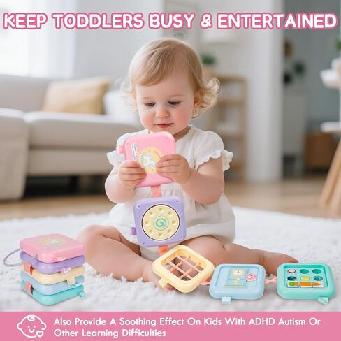 لوحة مزدحمة لعمر واحد ، ألعاب Montessori لمدة عام واحد ، هدايا عيد ميلاد بوي ، 8 في 1 ، ألعاب حسية للسفر للأطفال الصغار 1-3 مهارات حركية رائعة تعلم لعبة الطفل 12-18 شهرًا ، in Kuwait