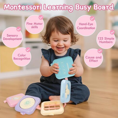 لوحة مزدحمة لعمر واحد ، ألعاب Montessori لمدة عام واحد ، هدايا عيد ميلاد بوي ، 8 في 1 ، ألعاب حسية للسفر للأطفال الصغار 1-3 مهارات حركية رائعة تعلم لعبة الطفل 12-18 شهرًا ، in Kuwait