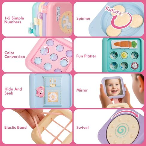 لوحة مزدحمة لعمر واحد ، ألعاب Montessori لمدة عام واحد ، هدايا عيد ميلاد بوي ، 8 في 1 ، ألعاب حسية للسفر للأطفال الصغار 1-3 مهارات حركية رائعة تعلم لعبة الطفل 12-18 شهرًا ، in Kuwait