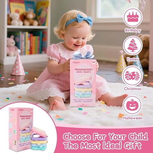 لوحة مزدحمة لعمر واحد ، ألعاب Montessori لمدة عام واحد ، هدايا عيد ميلاد بوي ، 8 في 1 ، ألعاب حسية للسفر للأطفال الصغار 1-3 مهارات حركية رائعة تعلم لعبة الطفل 12-18 شهرًا ، in Kuwait