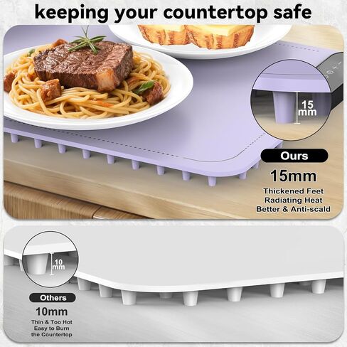 Electric Food Warming Mat with 9 Temperature Settings, Quick Heating Pad, Auto-Off Timer, Portable Silicone Food Warmer for Parties and Buffets in Saudi Arabia