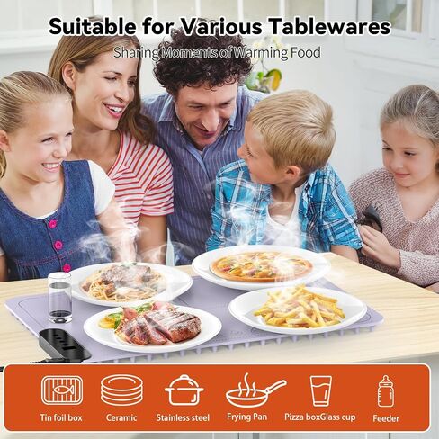 Electric Food Warming Mat with 9 Temperature Settings, Quick Heating Pad, Auto-Off Timer, Portable Silicone Food Warmer for Parties and Buffets in Saudi Arabia