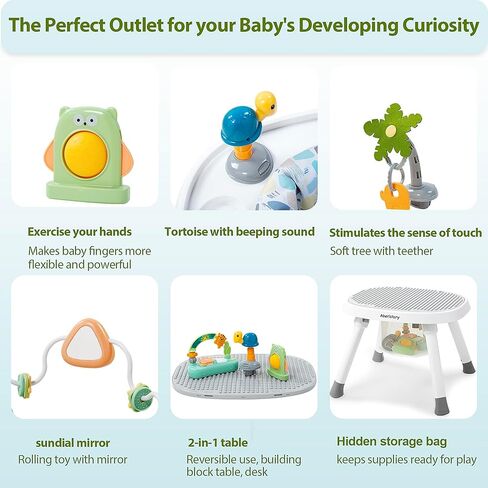 تايم متابعين ® مركز نشاط الأطفال | 3 مراحل 4MODES ACTIVITION CENTER & PLAY TABLE | تصميم Montessori- ملهى | Exersaucer ، Jumper & Bouncer for Baby Ages 6m+ (Gray) in Kuwait