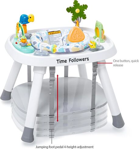 تايم متابعين ® مركز نشاط الأطفال | 3 مراحل 4MODES ACTIVITION CENTER & PLAY TABLE | تصميم Montessori- ملهى | Exersaucer ، Jumper & Bouncer for Baby Ages 6m+ (Gray) in Kuwait