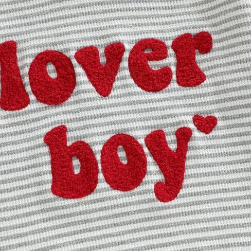 Newborn Baby Boys Romper Sweatshirt Lover Boy Letter Embroidery Bodysuit Sweater Valentines Day Outfit Clothes in Kuwait