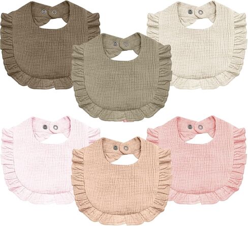 Baby Muslin Pibs ، 6 PCS Drool Bandana Bibs for Baby Girls Drooling and Leghith ، و Soft and Extorbent Cotton for Newborn in Kuwait