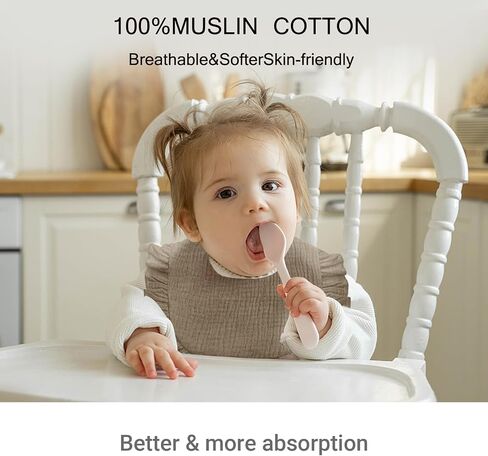Baby Muslin Pibs ، 6 PCS Drool Bandana Bibs for Baby Girls Drooling and Leghith ، و Soft and Extorbent Cotton for Newborn in Kuwait