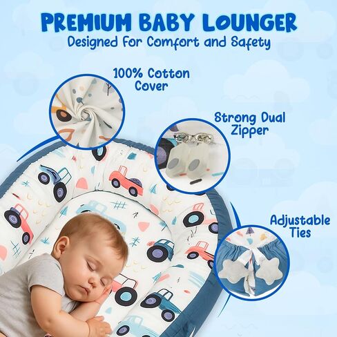 Baby Lounger, 100% Breathable Cotton Baby nest, Portable Infant Lounger (Pink) in Saudi Arabia