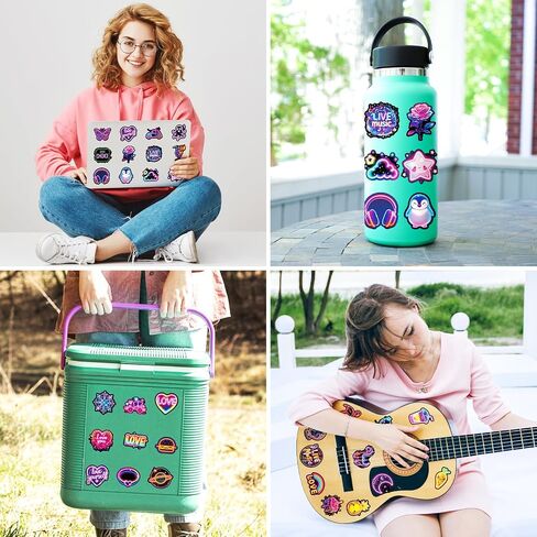 Water Bottle Stickers 300 Pcs Cute Cool Neon Sticker Packs, Classroom Rewards Prizes for Kids, Waterproof Vinyl Stickers for Water Bottles Laptop Scrapbooking Skateboard Journal Guitar Suitcase etc in Saudi Arabia