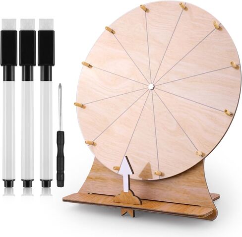 Wooden Spinning Wheel, 11.4inch Prize Wheel Spinning Prize Wheel Tabletop Spinner Raffle Wheel Roulette Wheel for Fortune Game Prizes Carnival Trade Show (White) in Saudi Arabia