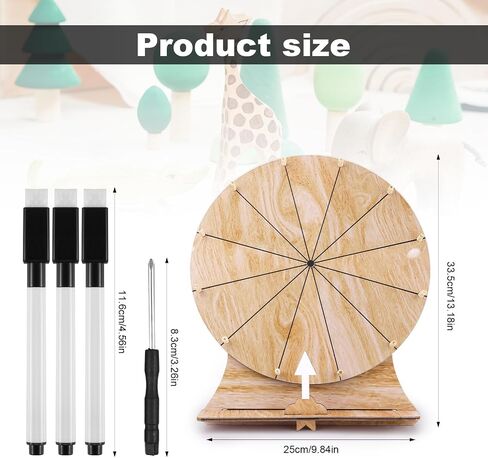 Wooden Spinning Wheel, 11.4inch Prize Wheel Spinning Prize Wheel Tabletop Spinner Raffle Wheel Roulette Wheel for Fortune Game Prizes Carnival Trade Show (White) in Saudi Arabia