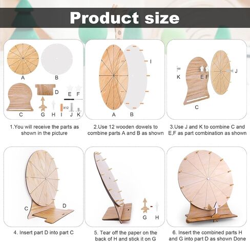 Wooden Spinning Wheel, 11.4inch Prize Wheel Spinning Prize Wheel Tabletop Spinner Raffle Wheel Roulette Wheel for Fortune Game Prizes Carnival Trade Show (White) in Saudi Arabia
