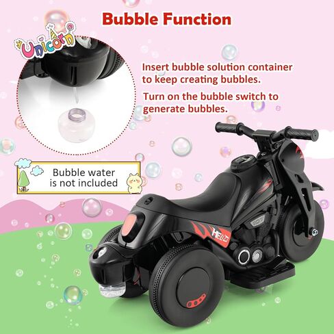 Honey Joy Pink Ride على دراجة نارية ، دراجة نارية صغار 6 فولت مع صانع الفقاعة ، ضوء LED ، الموسيقى ، دواسة القدم ، دراجة نارية كهربائية تعمل بالبطارية للأمام/الخلف ، من أجل الأطفال ، هدية للبنات الأولاد in Kuwait