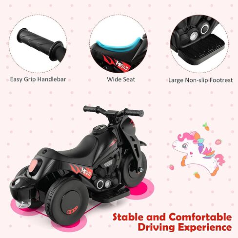 Honey Joy Pink Ride على دراجة نارية ، دراجة نارية صغار 6 فولت مع صانع الفقاعة ، ضوء LED ، الموسيقى ، دواسة القدم ، دراجة نارية كهربائية تعمل بالبطارية للأمام/الخلف ، من أجل الأطفال ، هدية للبنات الأولاد in Kuwait