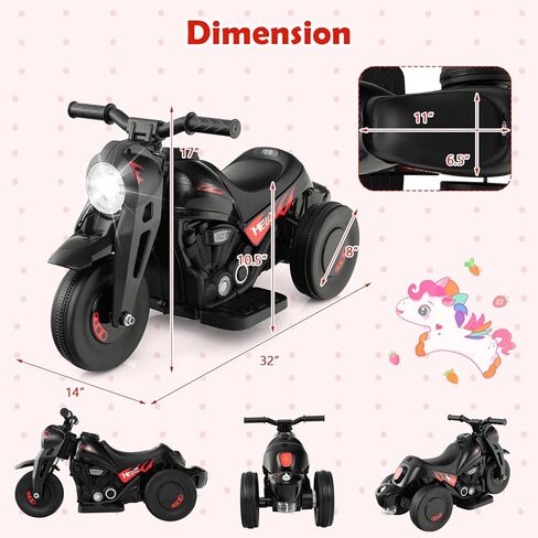 Honey Joy Pink Ride على دراجة نارية ، دراجة نارية صغار 6 فولت مع صانع الفقاعة ، ضوء LED ، الموسيقى ، دواسة القدم ، دراجة نارية كهربائية تعمل بالبطارية للأمام/الخلف ، من أجل الأطفال ، هدية للبنات الأولاد in Kuwait