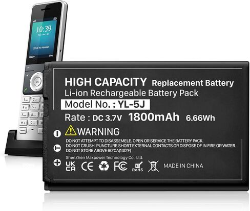2pcs 1800mah yl-5j بطارية متوافقة مع yealink w56hb w59r w56h/p w59vr w60p w76p w77p w79p w56-batt One Talk IP dect 3.7v in Kuwait