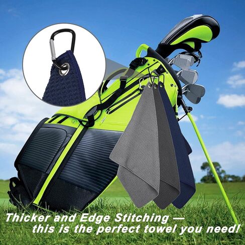 3 Pack Golf Towels, 16" x 16" Premium Microfiber Waffle-Pattern Golf Towel with Aluminum Carabiner Clip - Contains Golf Towels in 3 Colors of Pick, Purple and Cyan for Women's Golf Club Bag in Saudi Arabia