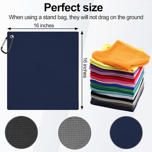 3 Pack Golf Towels, 16" x 16" Premium Microfiber Waffle-Pattern Golf Towel with Aluminum Carabiner Clip - Contains Golf Towels in 3 Colors of Pick, Purple and Cyan for Women's Golf Club Bag in Saudi Arabia