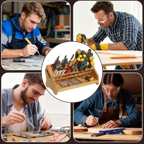Bamboo Screwdriver Organizer - Tool Storage Organizer Workbench Desktop Rack - Hand Piler Tools Storage Holder in Kuwait