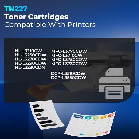 TN227 TN-227 Toner Cartridges 4Pack HL-L3210CW HL-L3270CDW HL-L3230CDW Compatible for Brother TN227 Toner Cartridges Combo Pack Compatible for HL-L3290CDW MFC-L3710CW MFC-L3770CDW HL-L3230CDN Printer in Saudi Arabia
