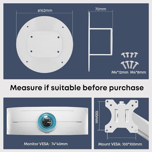 PUTORSEN VESA Adapter Plate Bracket - for Samsung Odyssey G9, Neo G9, CRG9, CHG9, CHG90 Monitors, VESA 100x100, Black, Adapter-MP03 in Saudi Arabia