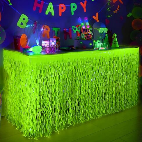 Mega-L Glow in the Dark Party Supplies ، 2 Pack Neon Party Decorations Fluorder Macaron Orange ، الأصفر والفوشيه متموجة من البرانك ، تزلج على الطاولة ، ديكورات طاولة مثالية لحفلات التوهج in Kuwait