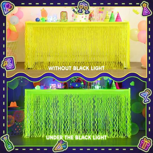 Mega-L Glow in the Dark Party Supplies ، 2 Pack Neon Party Decorations Fluorder Macaron Orange ، الأصفر والفوشيه متموجة من البرانك ، تزلج على الطاولة ، ديكورات طاولة مثالية لحفلات التوهج in Kuwait