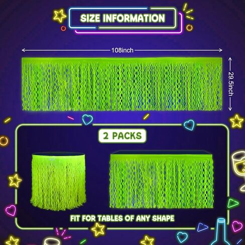 Mega-L Glow in the Dark Party Supplies ، 2 Pack Neon Party Decorations Fluorder Macaron Orange ، الأصفر والفوشيه متموجة من البرانك ، تزلج على الطاولة ، ديكورات طاولة مثالية لحفلات التوهج in Kuwait