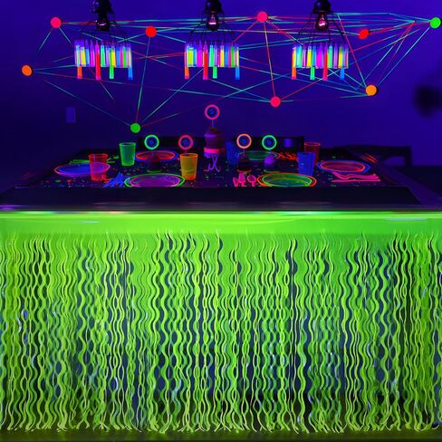 Mega-L Glow in the Dark Party Supplies ، 2 Pack Neon Party Decorations Fluorder Macaron Orange ، الأصفر والفوشيه متموجة من البرانك ، تزلج على الطاولة ، ديكورات طاولة مثالية لحفلات التوهج in Kuwait