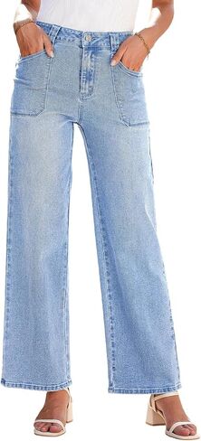 Astylish Women‘s High Waisted Straight Leg Jeans Stretchy Wide Leg Jeans Trendy Denim Pants in Saudi Arabia