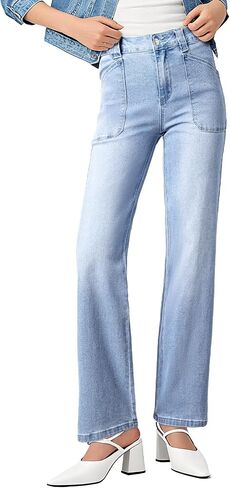 Astylish Women‘s High Waisted Straight Leg Jeans Stretchy Wide Leg Jeans Trendy Denim Pants in Saudi Arabia