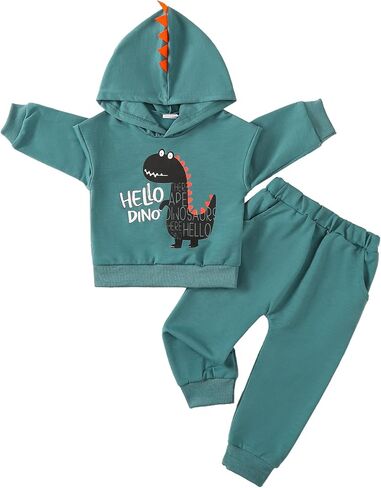 ملابس للأطفال الصغار الأولاد ملابس طويلة الأكمام بقلنسوة وبلوزات وسراويل طقم ملابس للأولاد ملابس الخريف والشتاء والربيع in Kuwait