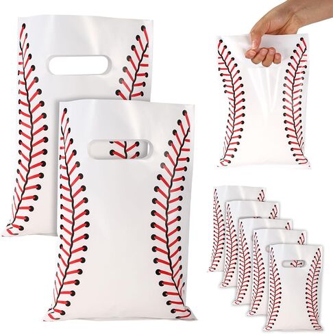 50pcs Softball Gift Bags, 9.84x6.69in Sports Theme Goodie Bags Softball Party Treat Favors Supplies for Girl Team Candy Snacks Presents Cookies in Saudi Arabia