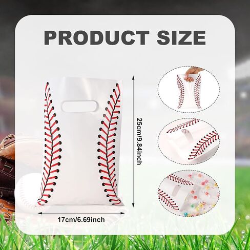 50pcs Softball Gift Bags, 9.84x6.69in Sports Theme Goodie Bags Softball Party Treat Favors Supplies for Girl Team Candy Snacks Presents Cookies in Saudi Arabia