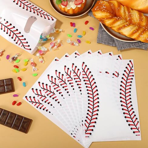 50pcs Softball Gift Bags, 9.84x6.69in Sports Theme Goodie Bags Softball Party Treat Favors Supplies for Girl Team Candy Snacks Presents Cookies in Saudi Arabia