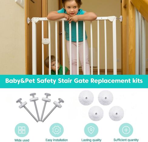 4 Pack Dog Gate Wall Protector + 4 Pack 8MM Pressure Mounted Gate Threaded Spindle Rods for Cat Gate Doorway and Indoor Safety Gate - Black in Saudi Arabia