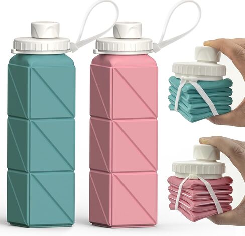 Collapsible Water Bottles 720ml 24.3oz, Foldable Portable Water Bottle, Lightweight Reusable Leakproof for Travel Camping Hiking Cycling Yoga Sports Outdoor School Office, 1 Pack, Starlight in Saudi Arabia