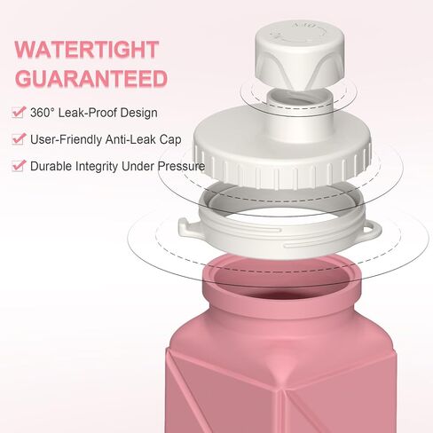 Collapsible Water Bottles 720ml 24.3oz, Foldable Portable Water Bottle, Lightweight Reusable Leakproof for Travel Camping Hiking Cycling Yoga Sports Outdoor School Office, 1 Pack, Starlight in Saudi Arabia