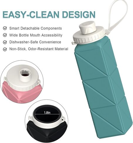 Collapsible Water Bottles 720ml 24.3oz, Foldable Portable Water Bottle, Lightweight Reusable Leakproof for Travel Camping Hiking Cycling Yoga Sports Outdoor School Office, 1 Pack, Starlight in Saudi Arabia