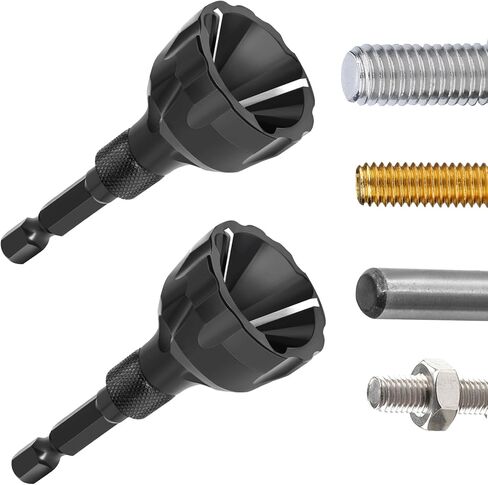 2PCS Burr Removal Tool for Metal, Hakkin Deburring External Chamfer Tool with Tungsten Carbide Blade, Bolt Deburring Tool for 1/8" to 1" (3-25mm), Bolt Thread Repair Tool Chamfer Bit with Hex Shank in Saudi Arabia