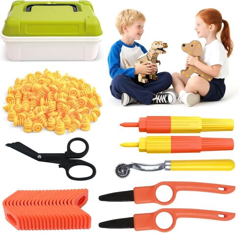 أدوات قطع من الورق المقوى للأطفال ، 273 PCS Kit Cardboard Kit ، Safe Kids Tool for Todder ، لعبة إبداعية لمشاريع DIY ، هدية عيد ميلاد STEM التعليمية للبنين والبنات الذين تتراوح أعمارهم بين 4 5 6 in Kuwait