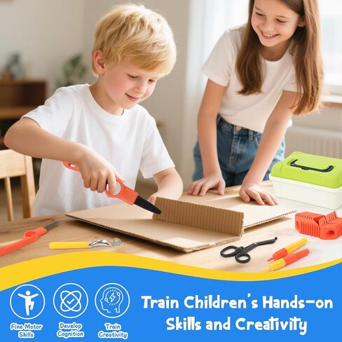 أدوات قطع من الورق المقوى للأطفال ، 273 PCS Kit Cardboard Kit ، Safe Kids Tool for Todder ، لعبة إبداعية لمشاريع DIY ، هدية عيد ميلاد STEM التعليمية للبنين والبنات الذين تتراوح أعمارهم بين 4 5 6 in Kuwait