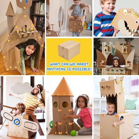 أدوات قطع من الورق المقوى للأطفال ، 273 PCS Kit Cardboard Kit ، Safe Kids Tool for Todder ، لعبة إبداعية لمشاريع DIY ، هدية عيد ميلاد STEM التعليمية للبنين والبنات الذين تتراوح أعمارهم بين 4 5 6 in Kuwait