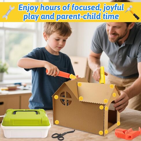 أدوات قطع من الورق المقوى للأطفال ، 273 PCS Kit Cardboard Kit ، Safe Kids Tool for Todder ، لعبة إبداعية لمشاريع DIY ، هدية عيد ميلاد STEM التعليمية للبنين والبنات الذين تتراوح أعمارهم بين 4 5 6 in Kuwait