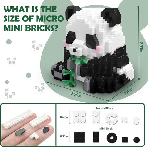 Finger Rock Creator Panda Mini Building Set, 1325Pcs Cute Animals Micro Bricks Building Kit, Party Favors for Kids Adults Boys Girls 12+ in Kuwait